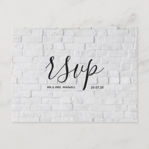 Modern Wedding Rsvp card White Brick Script