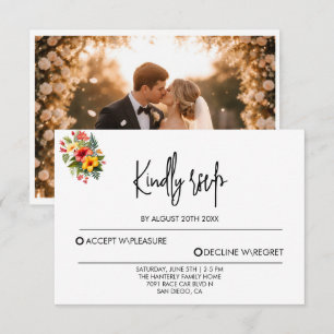 Modern Wedding RSVP Card with QR Code