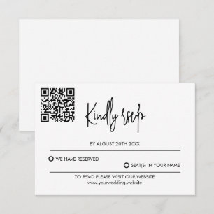 Modern Wedding RSVP Card with QR Code