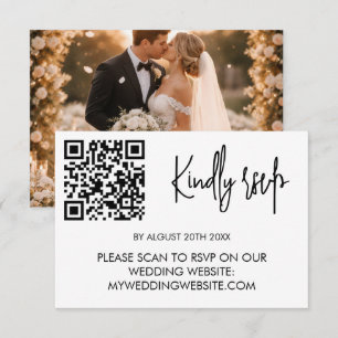 Modern Wedding RSVP Card with QR Code