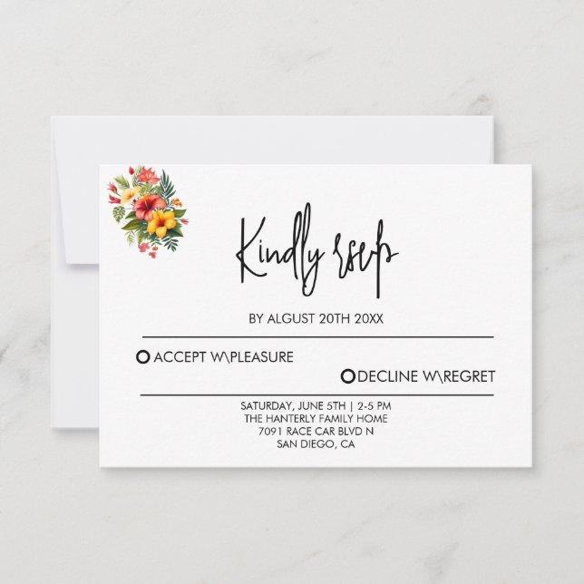 Modern Wedding RSVP Card with QR Code (Front)