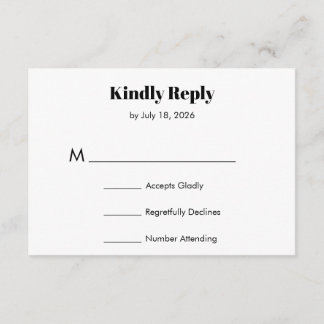 Modern Wedding RSVP enclosure Card