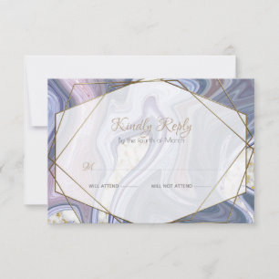 Modern Wedding RSVP Marbleised Purple Rose Agate