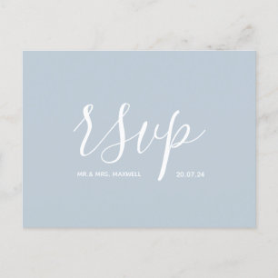 Modern Wedding Rsvp Minimalist Simple Script Blue Announcement Postcard