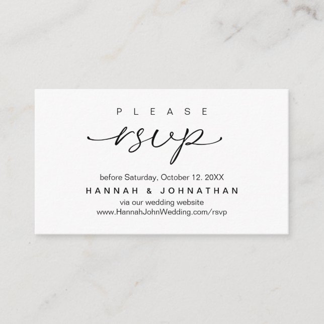 Modern Wedding RSVP online Website Enclosure Card (Front)