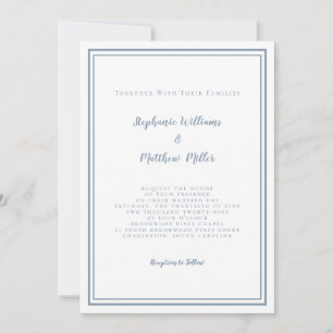 Modern Wedding & RSVP QR Code Details Dusty Blue Invitation