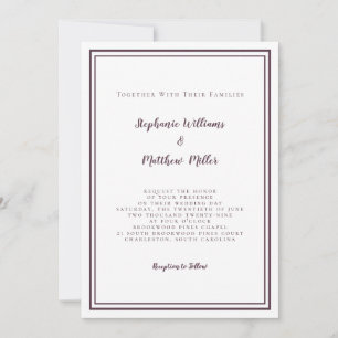 Modern Wedding & RSVP QR Code Details Purple Invitation