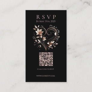 Modern Wedding RSVP QR code-Flowers with a Heart Business Card