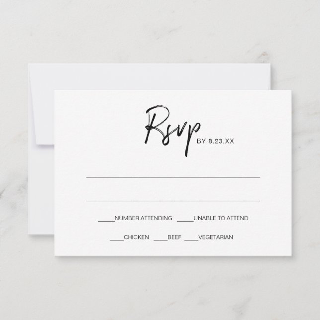 Modern Wedding RSVP Response Card | Black (Front)