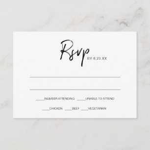 Modern Wedding RSVP Response Card   Black