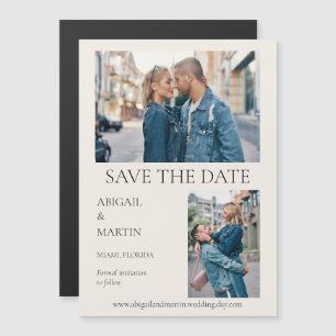 Modern Wedding Save Date Tan 2 Photo Save The Date Magnetic Invitation
