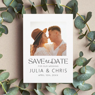 Modern Wedding Save the Date Card with Photo