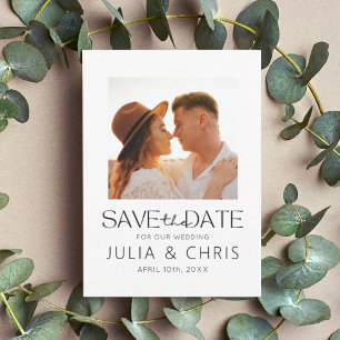 Modern Wedding Save the Date Card with Photo  Magnet