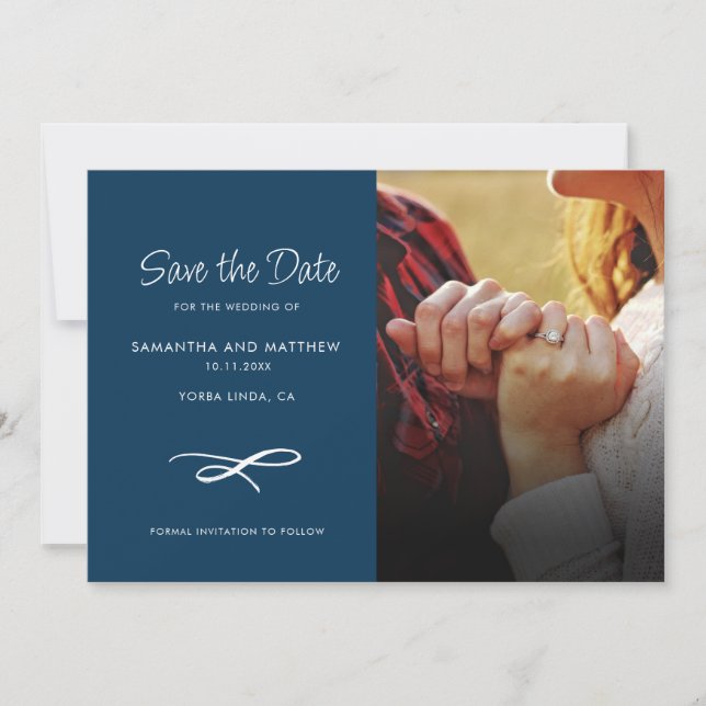 Modern Wedding Save the Date Photo Announcement (Front)