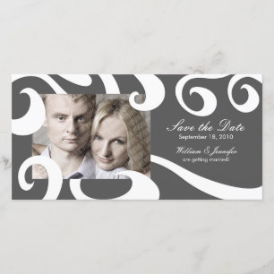 Modern Wedding Save the Date Photo Card- Dark Grey