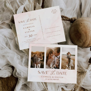 Modern Wedding Save The Date Photo Collage Simple Invitation Postcard