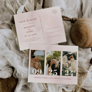 Modern Wedding Save The Date Photo Collage Simple Invitation Postcard