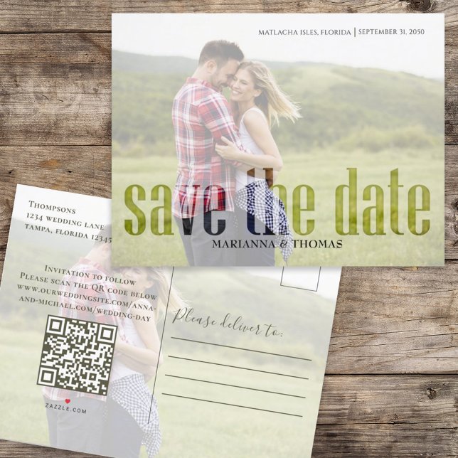 Modern Wedding Save the Date Photo Custom Announcement Postcard (Creator Uploaded)