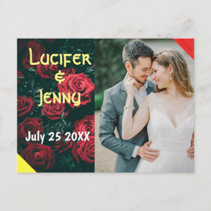 Modern wedding save the date photo invitation postcard