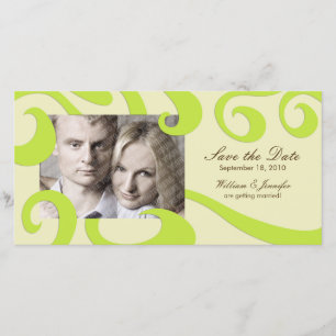 Modern Wedding Save the Date PhotoCard Cream/Green