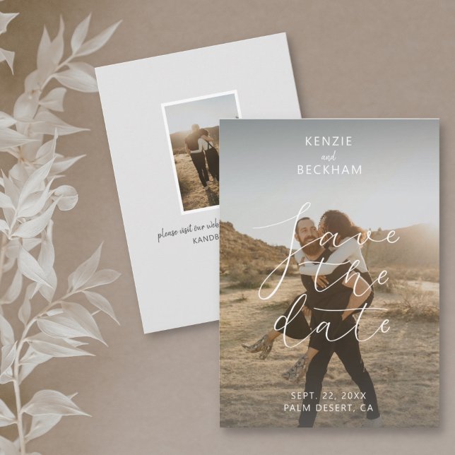 Modern Wedding Save the Date Photos Calligraphy (Creator Uploaded)