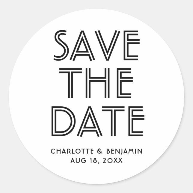Modern Wedding Save The Date Sticker (Front)