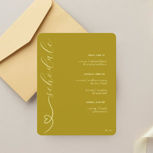 Modern Wedding Schedule & Details Dark Yellow Enclosure Card