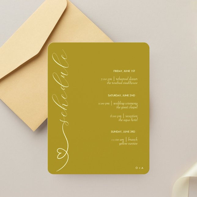 Modern Wedding | Schedule & Details | Dark Yellow Enclosure Card (Creator Uploaded)