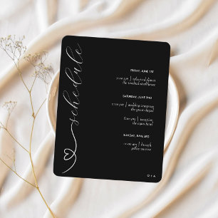 Modern Wedding   Schedule & Details   White Black Enclosure Card