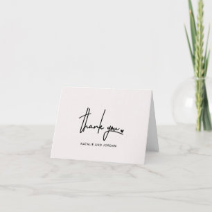 Modern Wedding Script Ecru Personalised Heartfelt Thank You Card