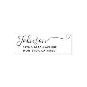 Modern Wedding Script Family Name & Return Address Self-inking Stamp