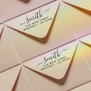 Modern Wedding Script Family Name & Return Address Self-inking Stamp