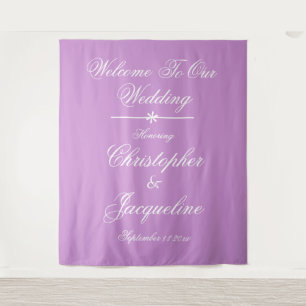 Modern Wedding Script Name Chic Mauve Backdrop Tapestry