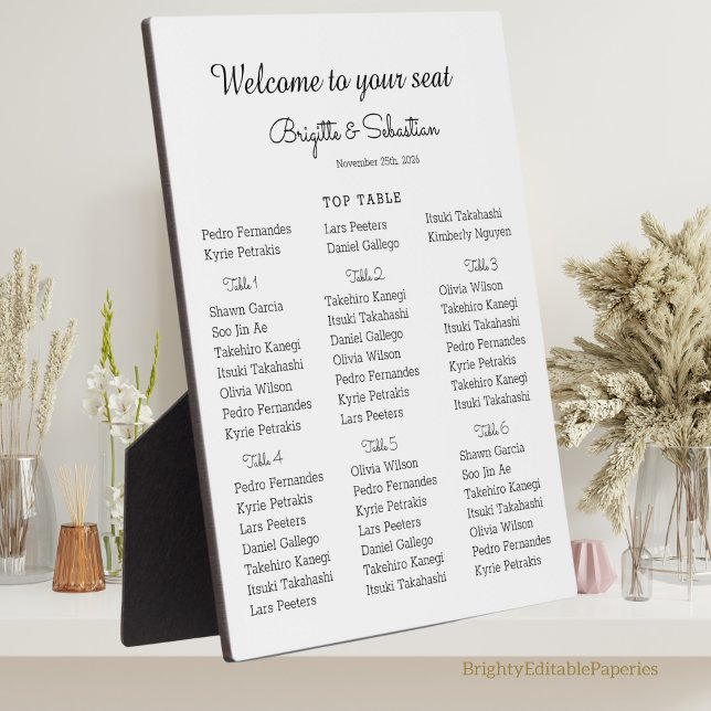 Modern Wedding Seat Chart Plaque (Creator Uploaded)