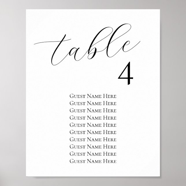 Modern Wedding Seating Chart Any Size (Front)