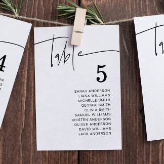 Modern Wedding Seating Chart Individual Card