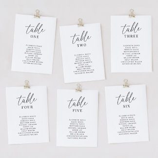 Modern Wedding Seating Chart Table Number Cards