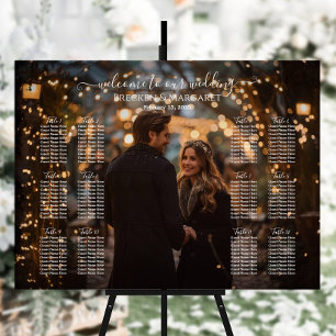 Modern wedding seating chart with photo 12 tables