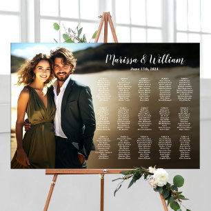 Modern wedding seating chart with photo 15 tables
