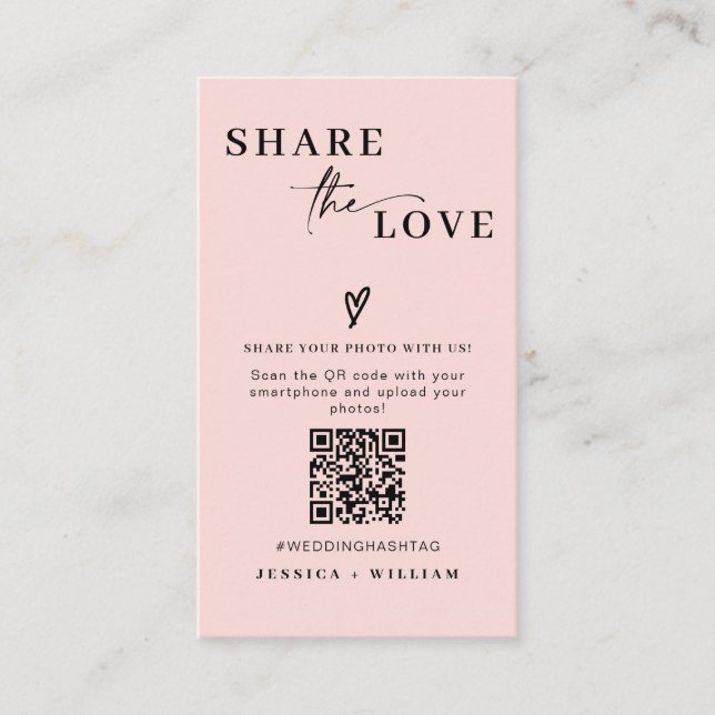Modern Wedding Share the love QR Code Enclosure Card (Front)