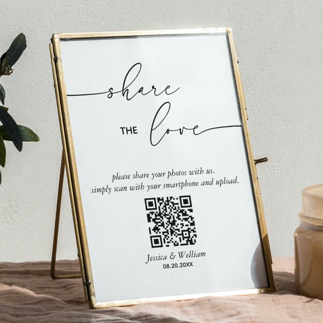 Modern Wedding Share The Love Qr Code Sign (Creator Uploaded)