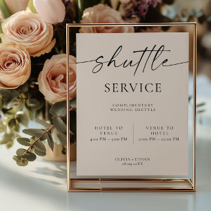 Modern Wedding Shuttle Service Sign
