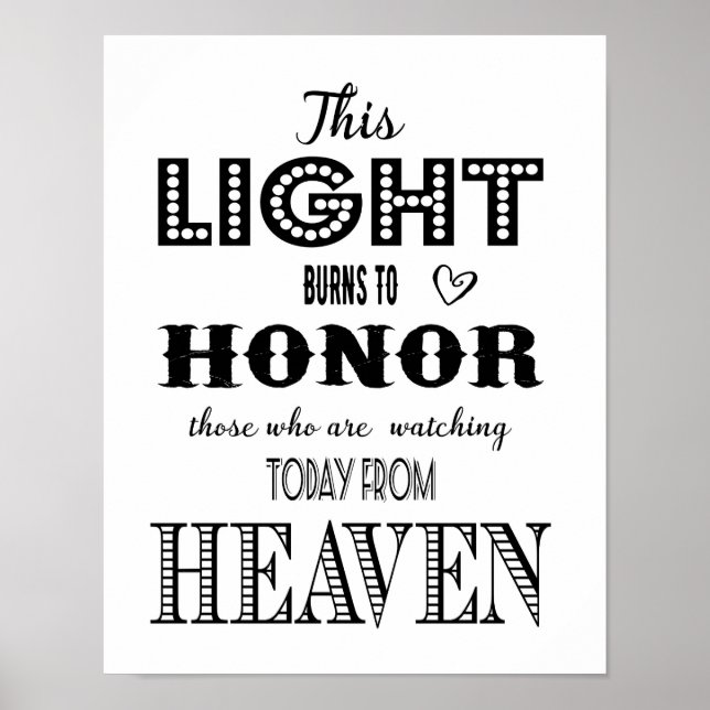 Modern Wedding sign In Memory of loved one print (Front)