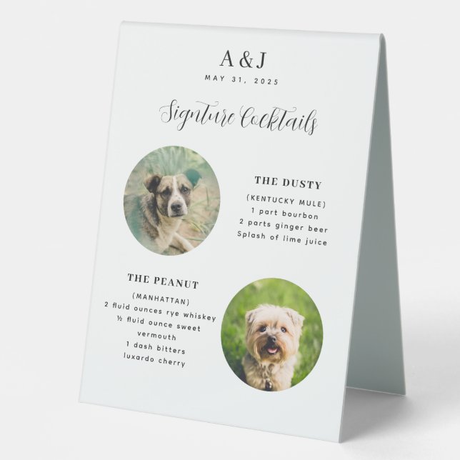 Modern Wedding Signature Cocktail Menu Two Photos (Front)