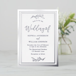 Modern Wedding Silver Leaf Elegant Border