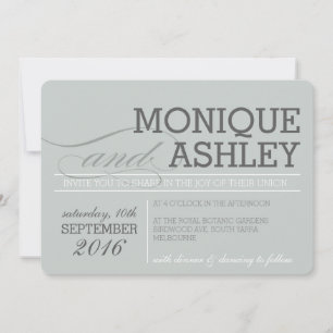 MODERN WEDDING simple bold text monochrome grey Invitation