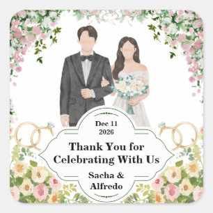 Modern Wedding Sticker happily ever after