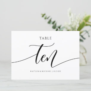 Modern Wedding Table Numbers Calligraphy - 10