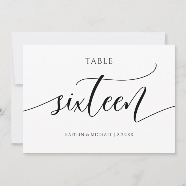 Modern Wedding Table Numbers Calligraphy - 16 (Front)