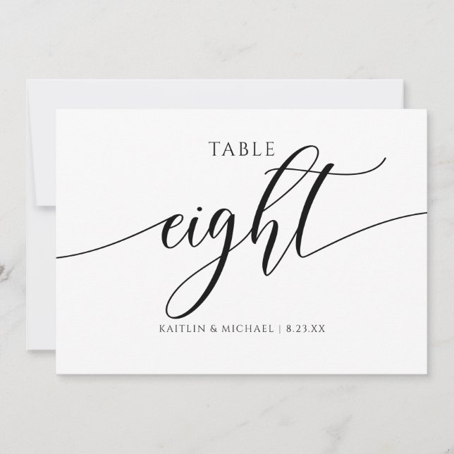 Modern Wedding Table Numbers Calligraphy - 8 (Front)